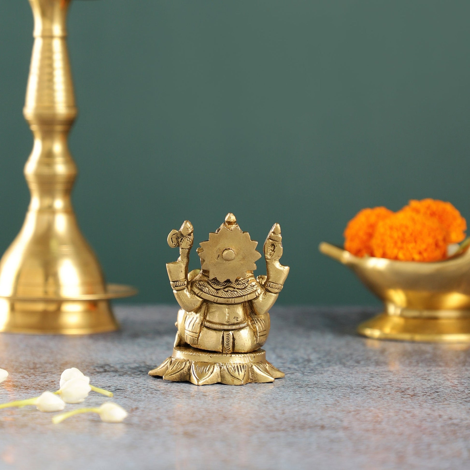 3-Inch Brass Small Lord Ganesha Idol - Budhshiv.com