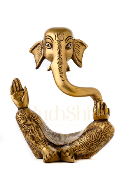 brass Ganesha modern Abstract Antique Gold Finish| Medium 8.5 inches Tall| 2.6 kgs