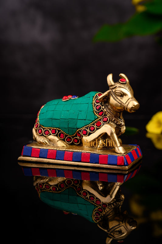 Nandi Bull Brass Statue Figure Idol for Home Office Workplace Temple
