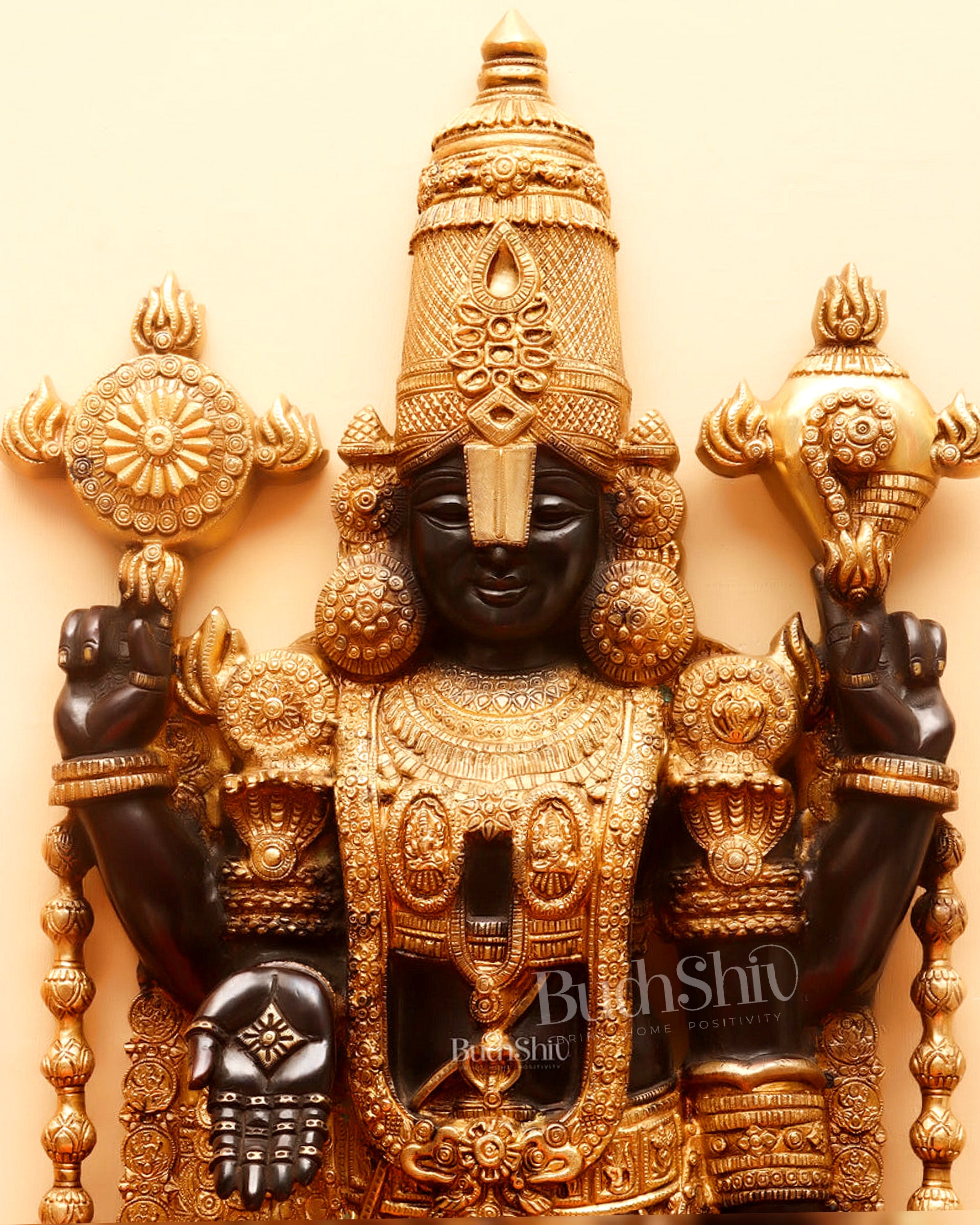 Superfine Brass Lord Venkateshwara Idol close up 48 inch statue murti idol