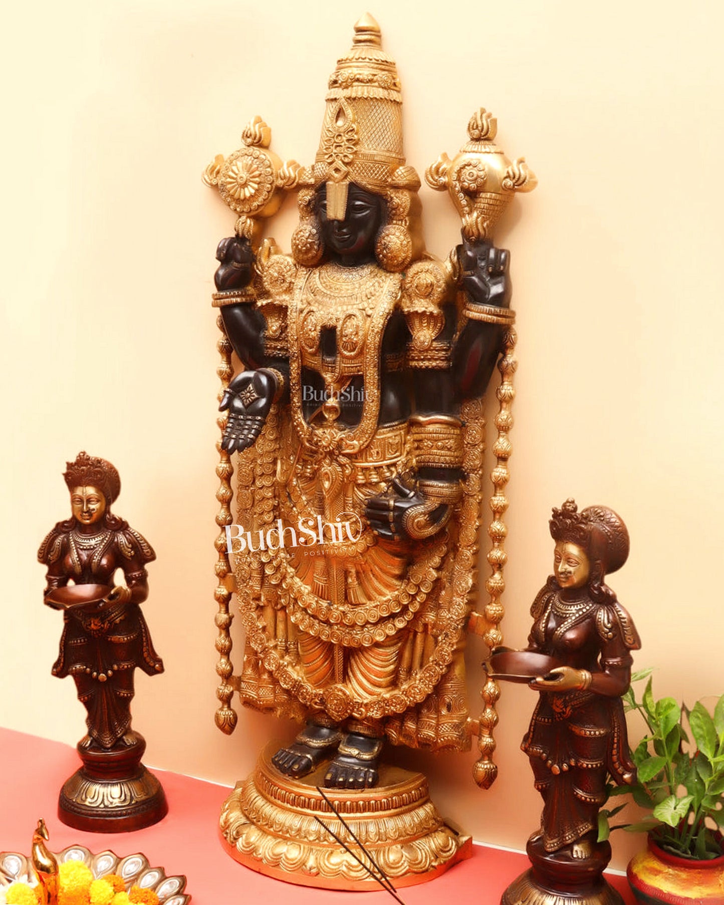Pure Brass Tirupati Balaji Idol 48 inch/ 4 feet murti large statue black
