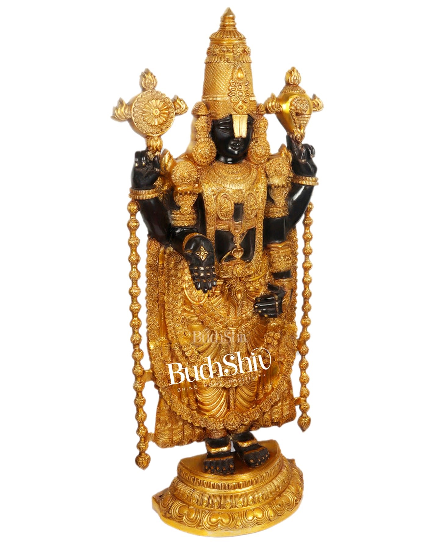 Superfine Brass Lord Venkateshwara Idol side angle 4 feet 48 inch statue murti large