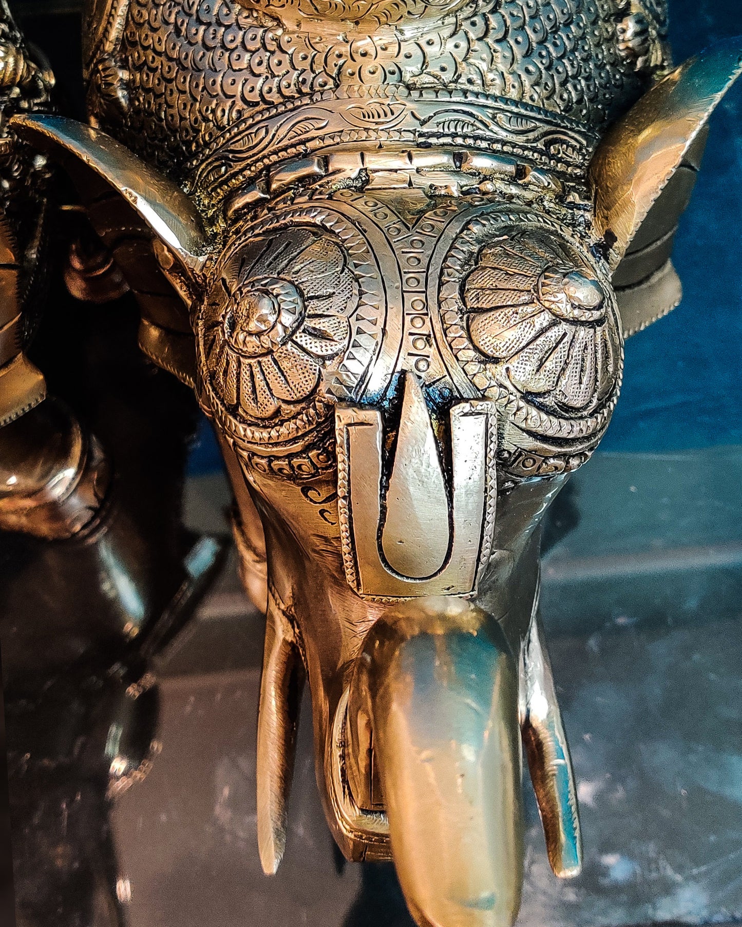 Handcrafted Brass Elephant Pair - Goddess Lakshmi and Lord Tirupati Balaji - Auspicious Home Decor close