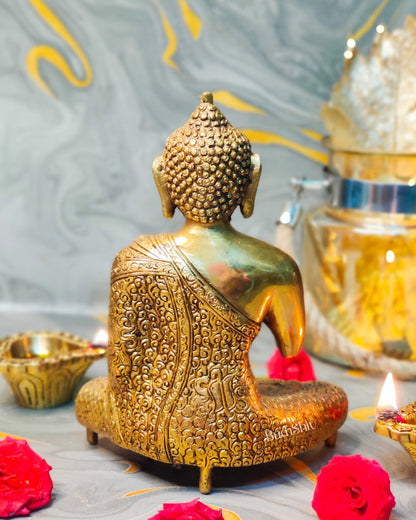 Abhaya Mudra Brass Statue - 9 Inches - Budhshiv.com