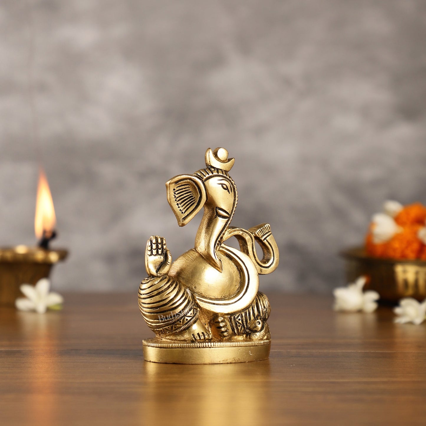 Abstract Modern Brass Ganesha Idol | Height 4.5 inch - Budhshiv.com