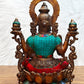 Antique Brass Lakshmi Idol with Meenakari Stonework | 12" Height | - Budhshiv.com