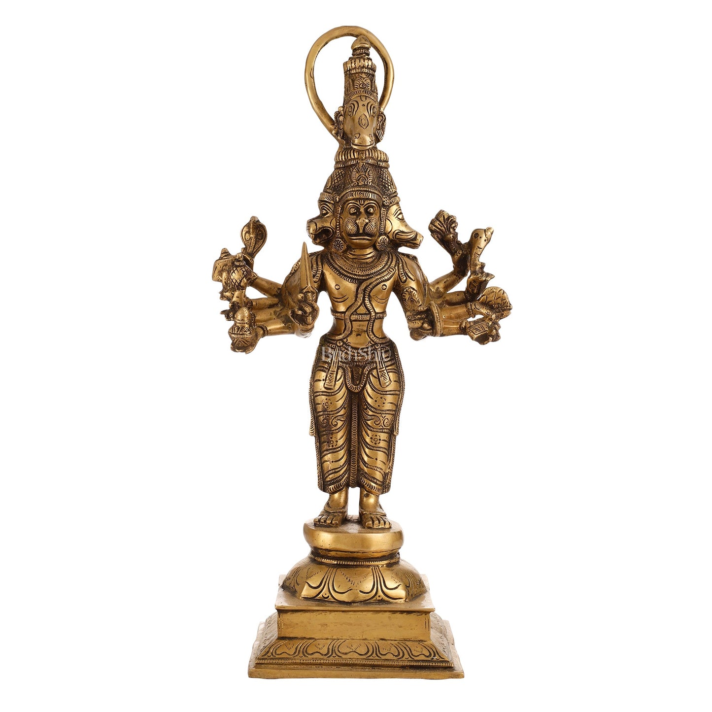 Antique Brass Standing Lord Panchmukhi Hanuman Statue 22 inch - Budhshiv.com