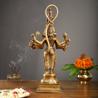 Antique Brass Standing Lord Panchmukhi Hanuman Statue 22 inch - Budhshiv.com