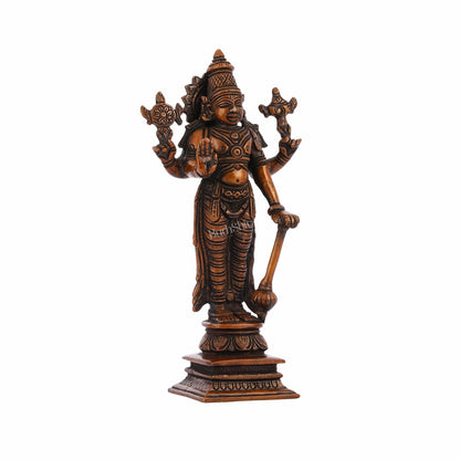 Antique Bronze Touch Brass Standing Vishnu Idol - 8 - Budhshiv.com