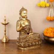 Antique Finish Brass Buddha Idol - 15" - Budhshiv.com