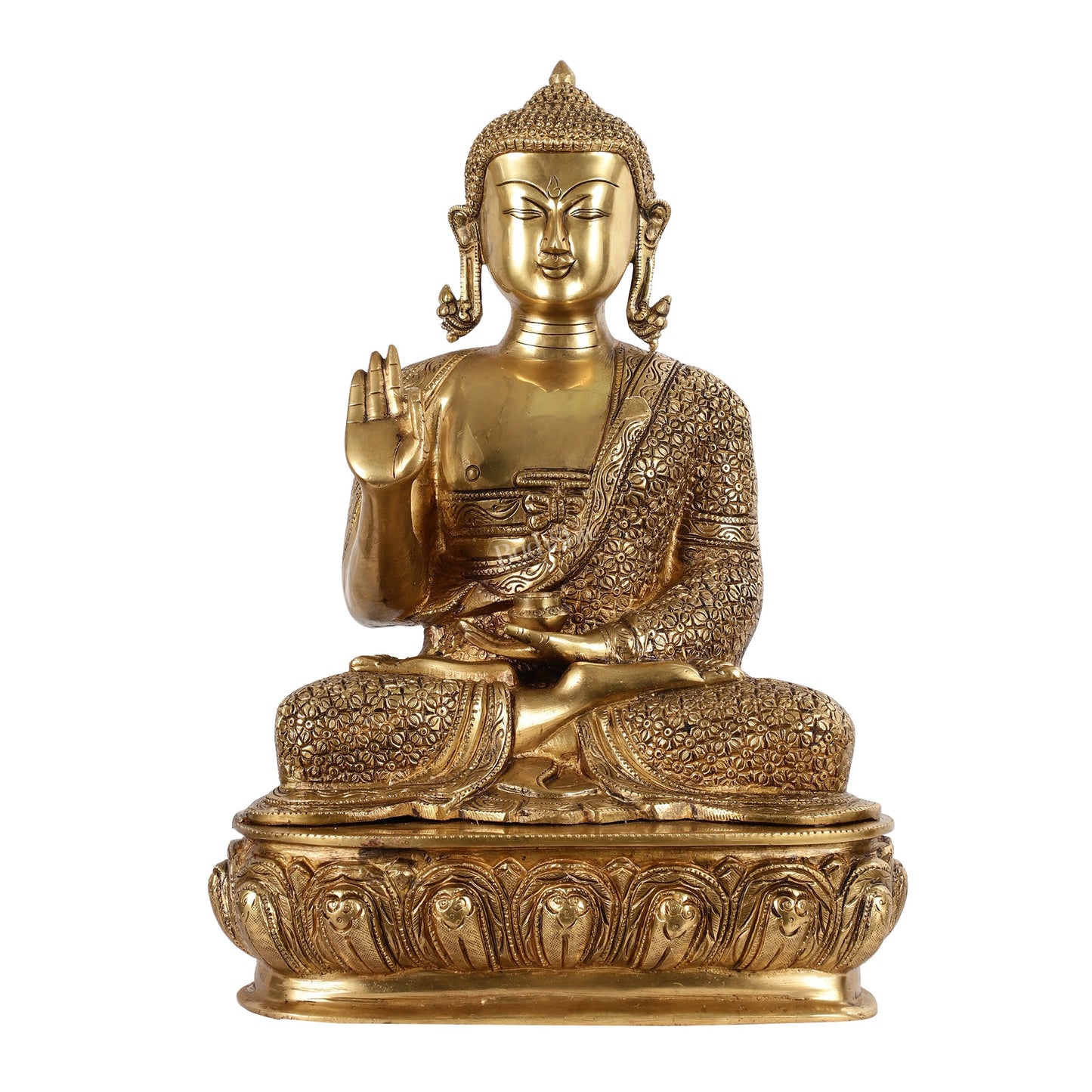 Antique Finish Brass Buddha Idol - 15" - Budhshiv.com
