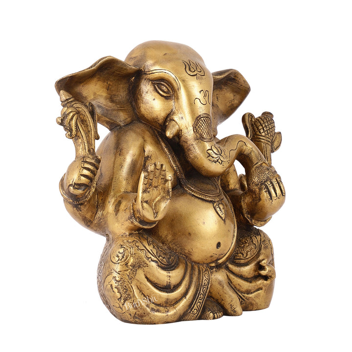Antique Finish Brass Dhoti Ganesha Idol | 7.5" Height | Timeless Charm - Budhshiv.com