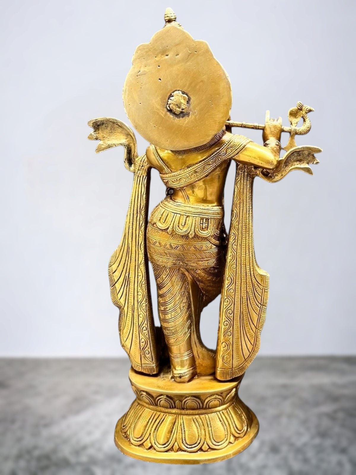Antique Finish Brass Krishna Idol | 20" - Budhshiv.com