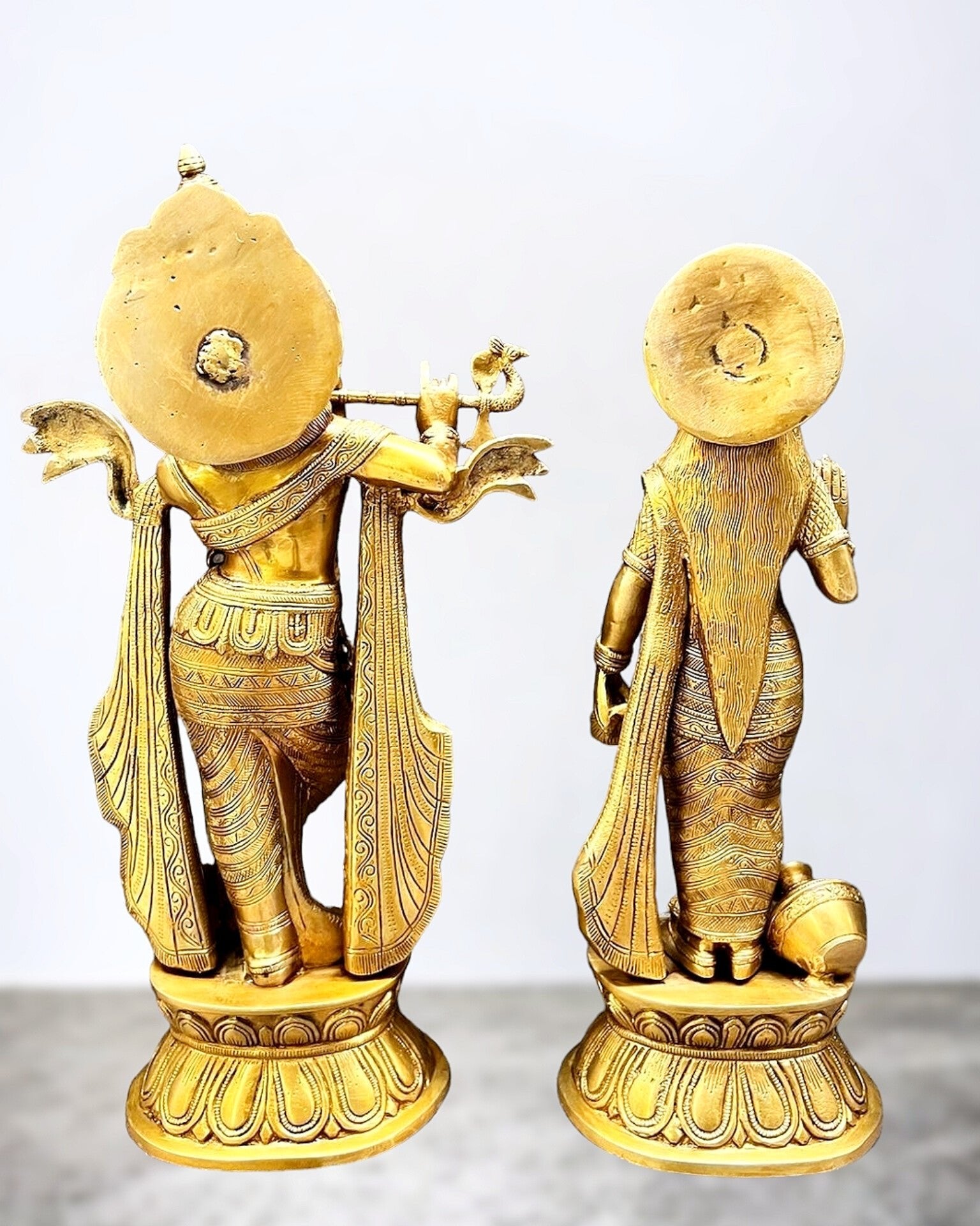 Antique Finish Brass Radha Krishna Idols | 20" - Budhshiv.com