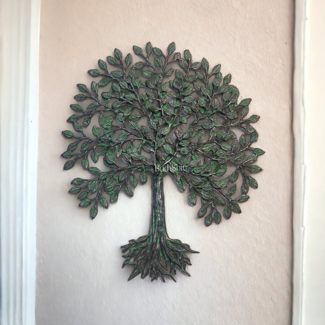 Brass Kalpavriksha Tree Antique Green Wall 20 Inch | Budhshiv.com