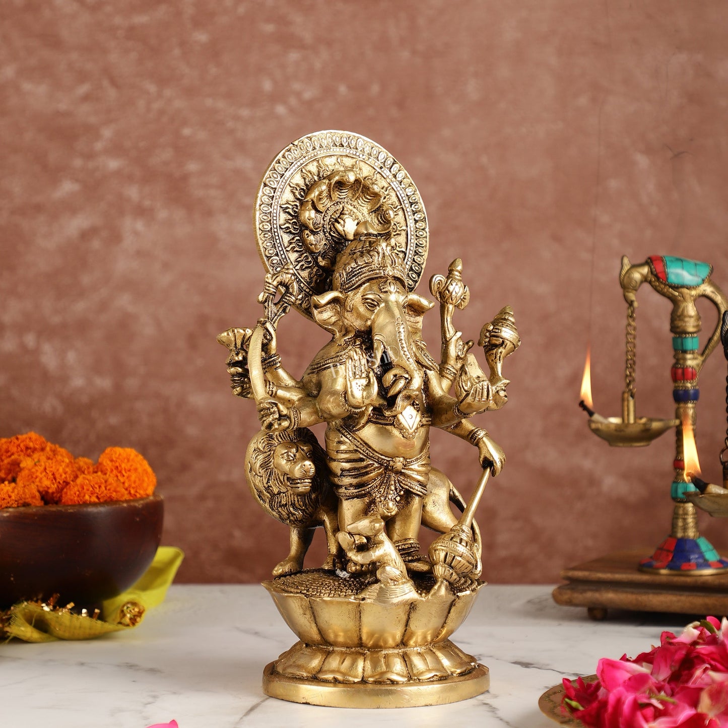 Ashirwaad Kana drishti Vinayaka Ganesha Brass Idol - 12 Inch - Budhshiv.com
