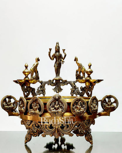 Ashtalakshmi Brass urli with diyas - Budhshiv.com