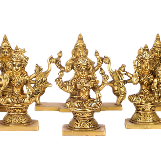 Ashtalakshmi Superfine Brass Idols - 5 Inches Round Base | BudhShiv - Budhshiv.com