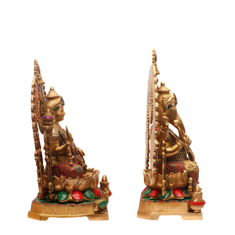 Brass Ganesha Lakshmi Pair Auspicious 18 Inch | Budhshiv.com