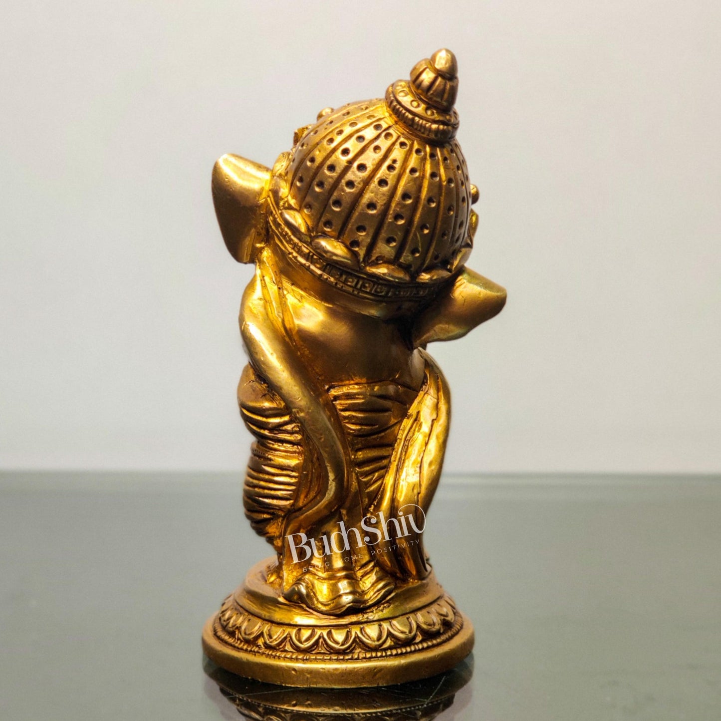 Baby Ganesha Aashirwaad Brass Idol - Perfect for Office Desk, Study Table, Temple - Golden - Budhshiv.com