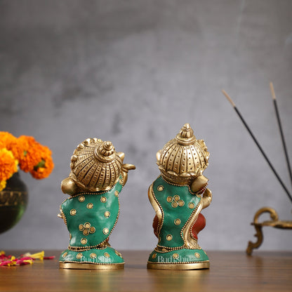 Baby Ganesha Brass Idols pair 5 " Stonework - Budhshiv.com