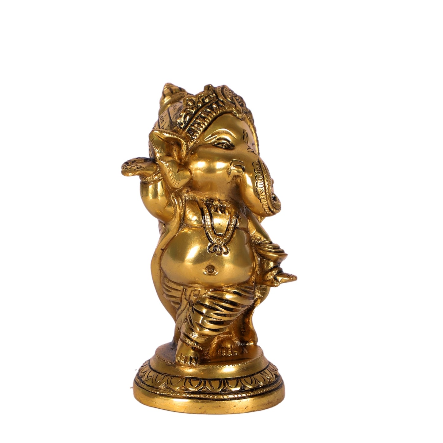 Baby Ganesha Dancing Brass Idol 5" (Golden) - Budhshiv.com