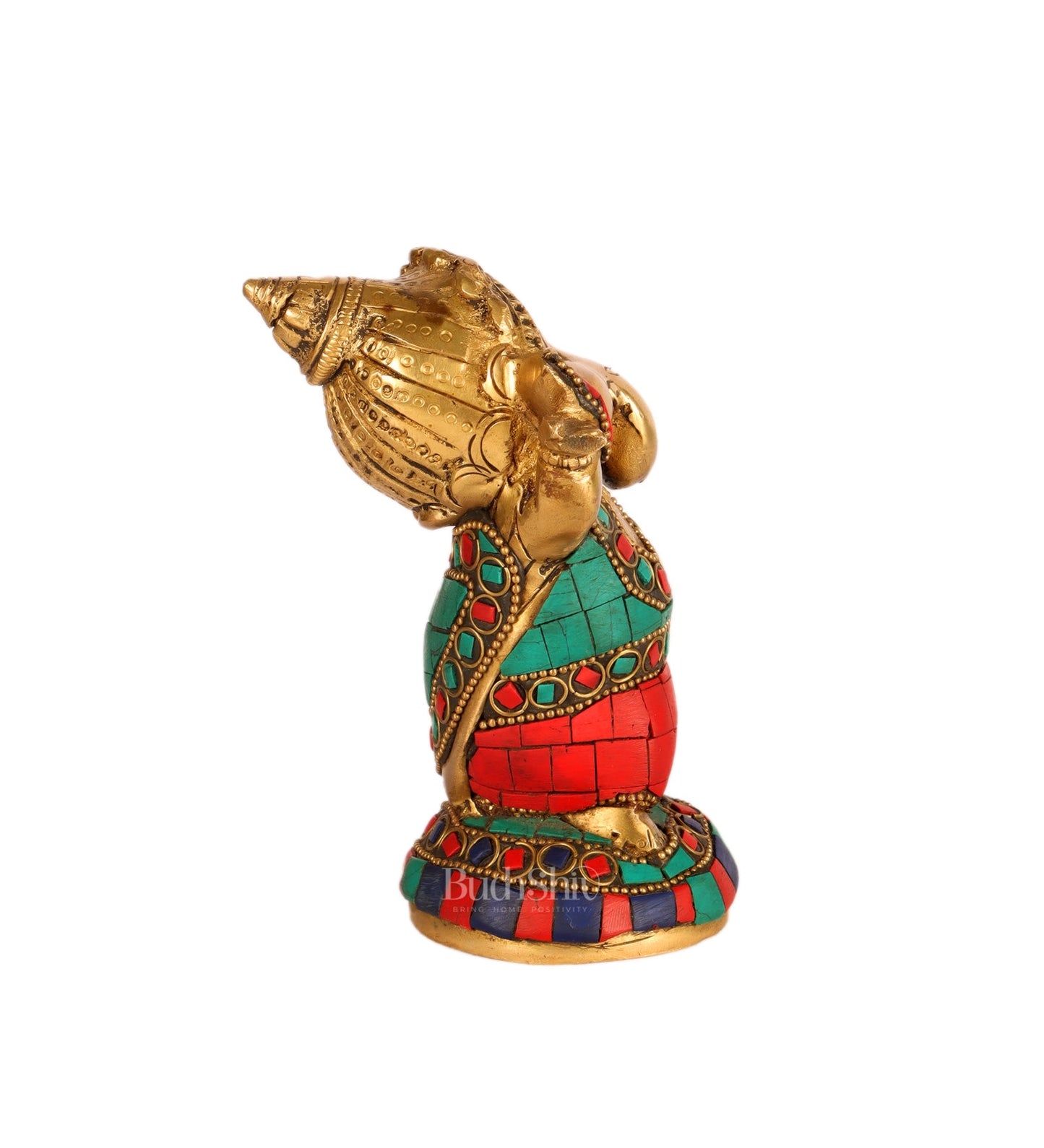 Baby Ganesha Dancing Brass Idol 5" Stonework - Budhshiv.com