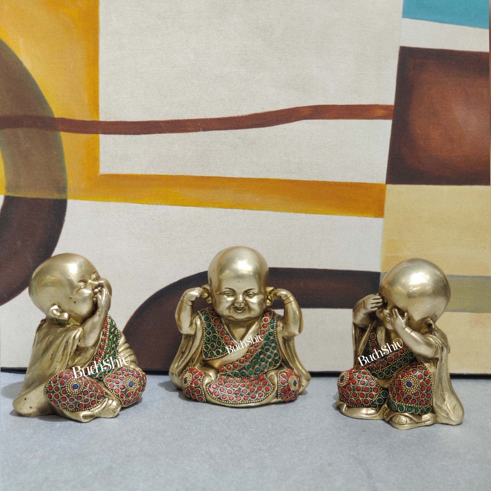 Baby Laughing Buddha Monks Brass Statues | BudhShiv - Budhshiv.com