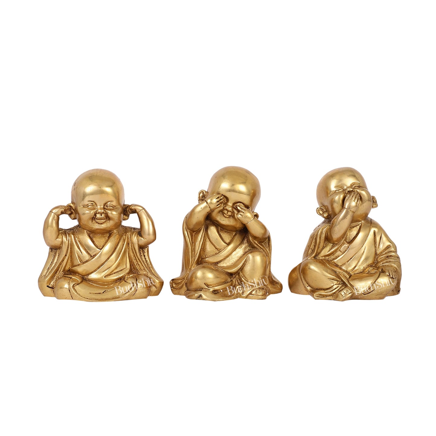Baby Laughing Buddha monks matte gold - Budhshiv.com