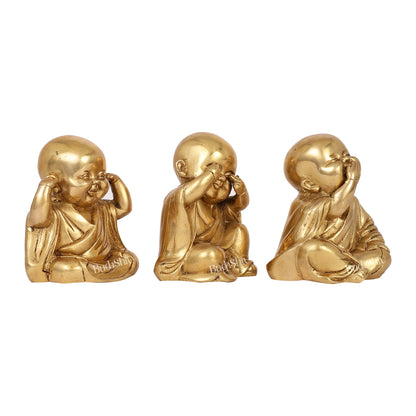 Baby Laughing Buddha monks matte gold - Budhshiv.com