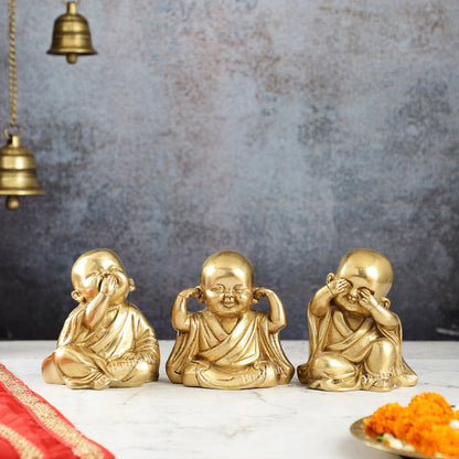 Baby Laughing Buddha monks matte gold - Budhshiv.com