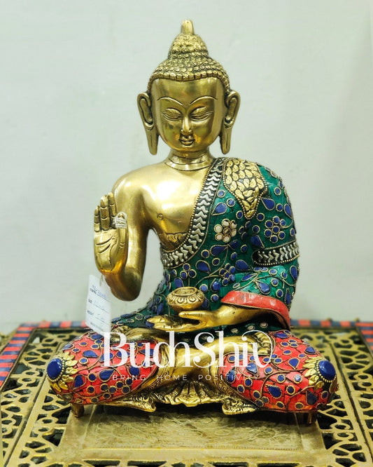 Beautiful Brass Buddha Statue | 11.25 inches | Handcrafted Serenity - Budhshiv.com