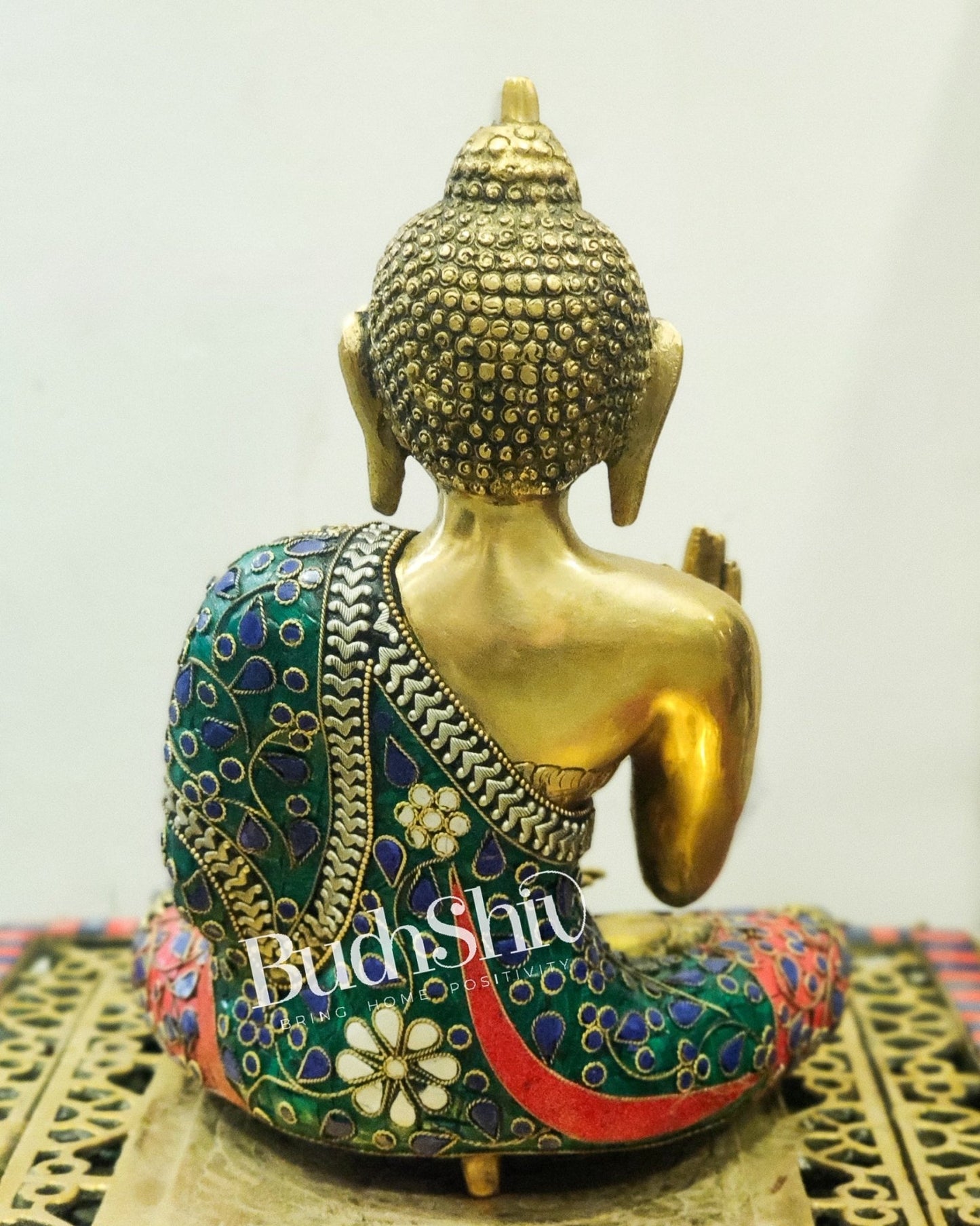 Beautiful Brass Buddha Statue | 11.25 inches | Handcrafted Serenity - Budhshiv.com