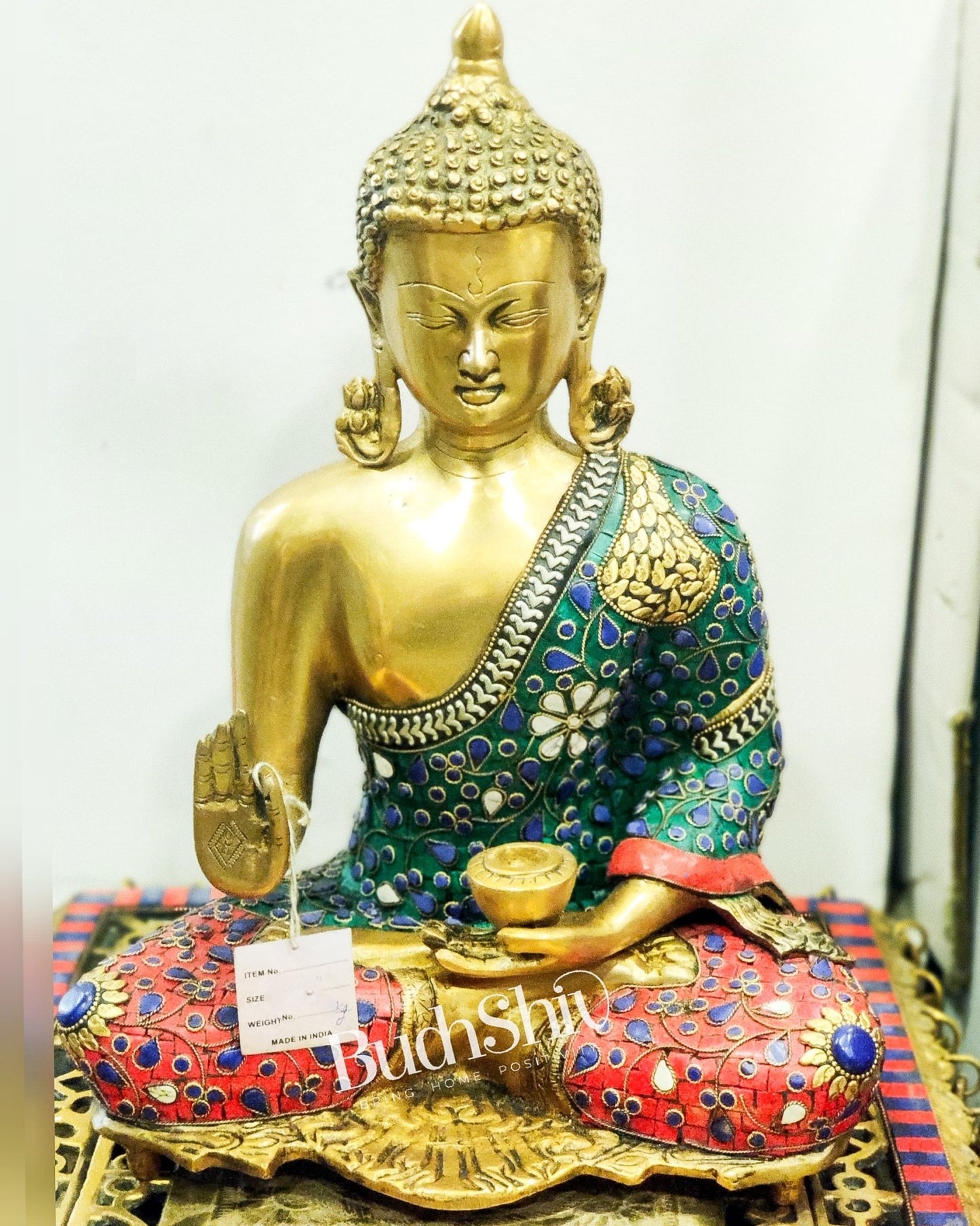 Beautiful Buddha Statue in Abhaya Mudra | Natural Stones | 16" - Budhshiv.com