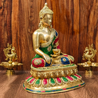 Beautiful Buddha Statue with Natural Stones | Bhoomisparsha Mudra | 21" - Budhshiv.com