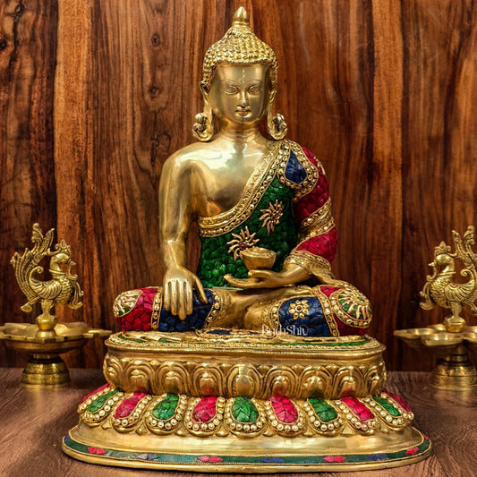Beautiful Buddha Statue with Natural Stones | Bhoomisparsha Mudra | 21" - Budhshiv.com