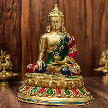 Beautiful Buddha Statue with Natural Stones | Bhoomisparsha Mudra | 21" - Budhshiv.com