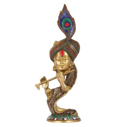 Beautiful Krishna Brass Idol Showpiece 20" - Budhshiv.com