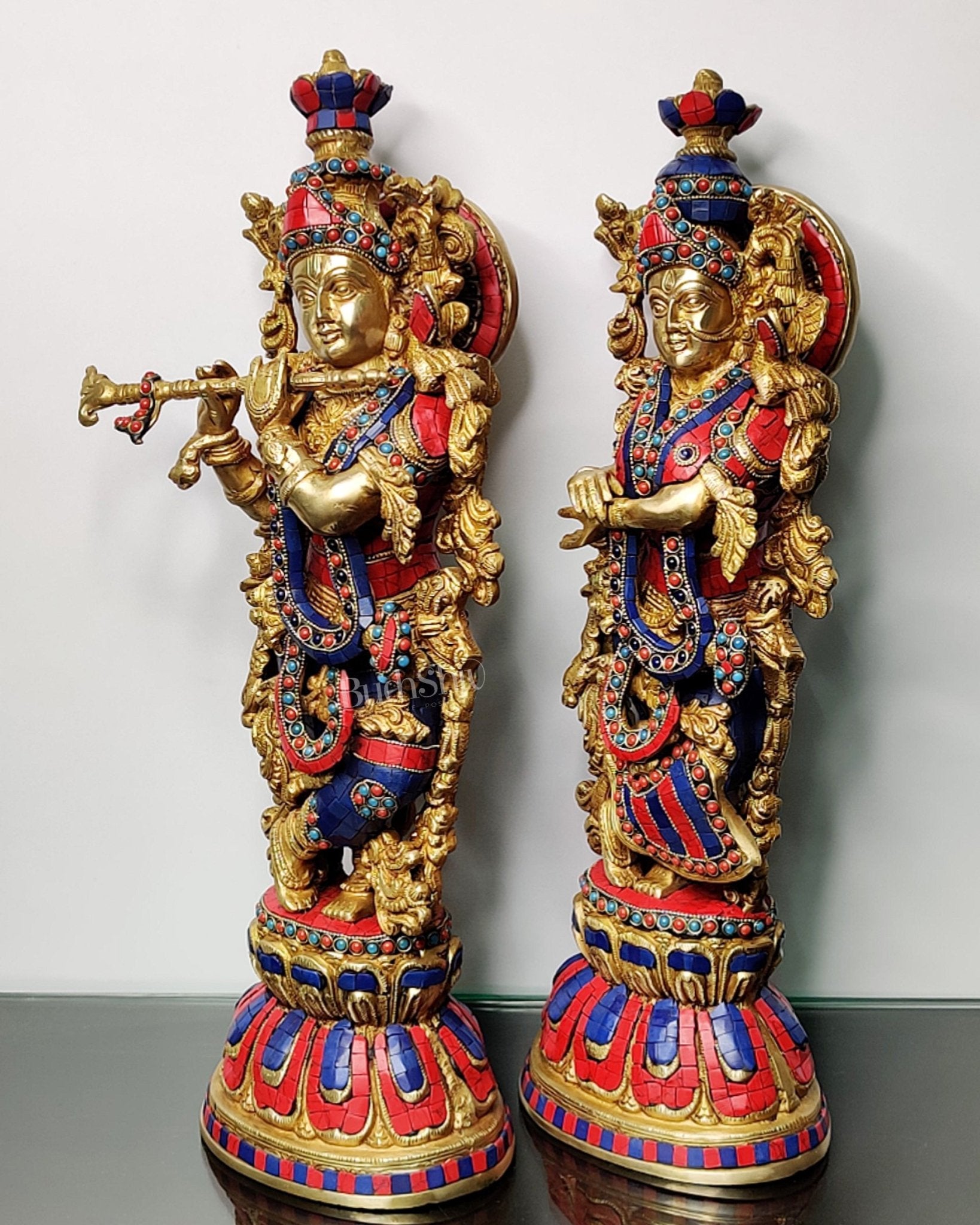 Beautiful Radha Krishna Statues - Perfect Pair - 21 inch - Budhshiv.com