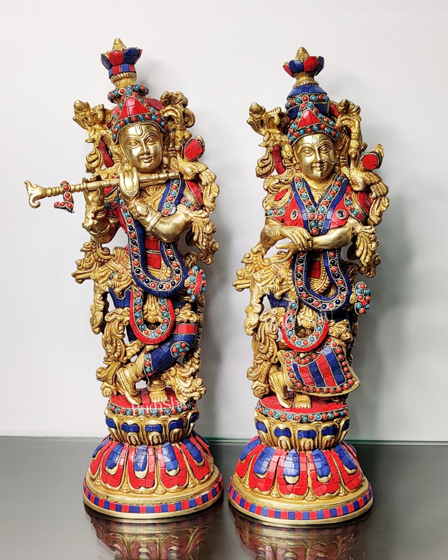 Beautiful Radha Krishna Statues - Perfect Pair - 21 inch - Budhshiv.com