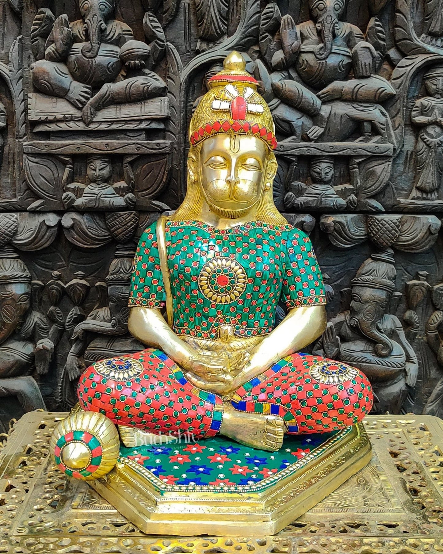 Beautifully Handcrafted Lord Hanuman Statue | Seated in Meditation | 16" Height - Budhshiv.com