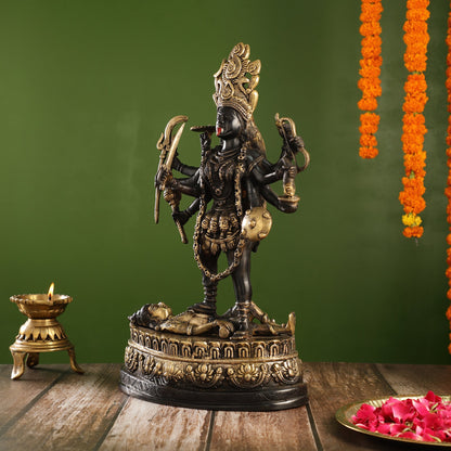 Black Brass Kali Mata Murti | Mahakali Statue | Height 20 inch - Budhshiv.com