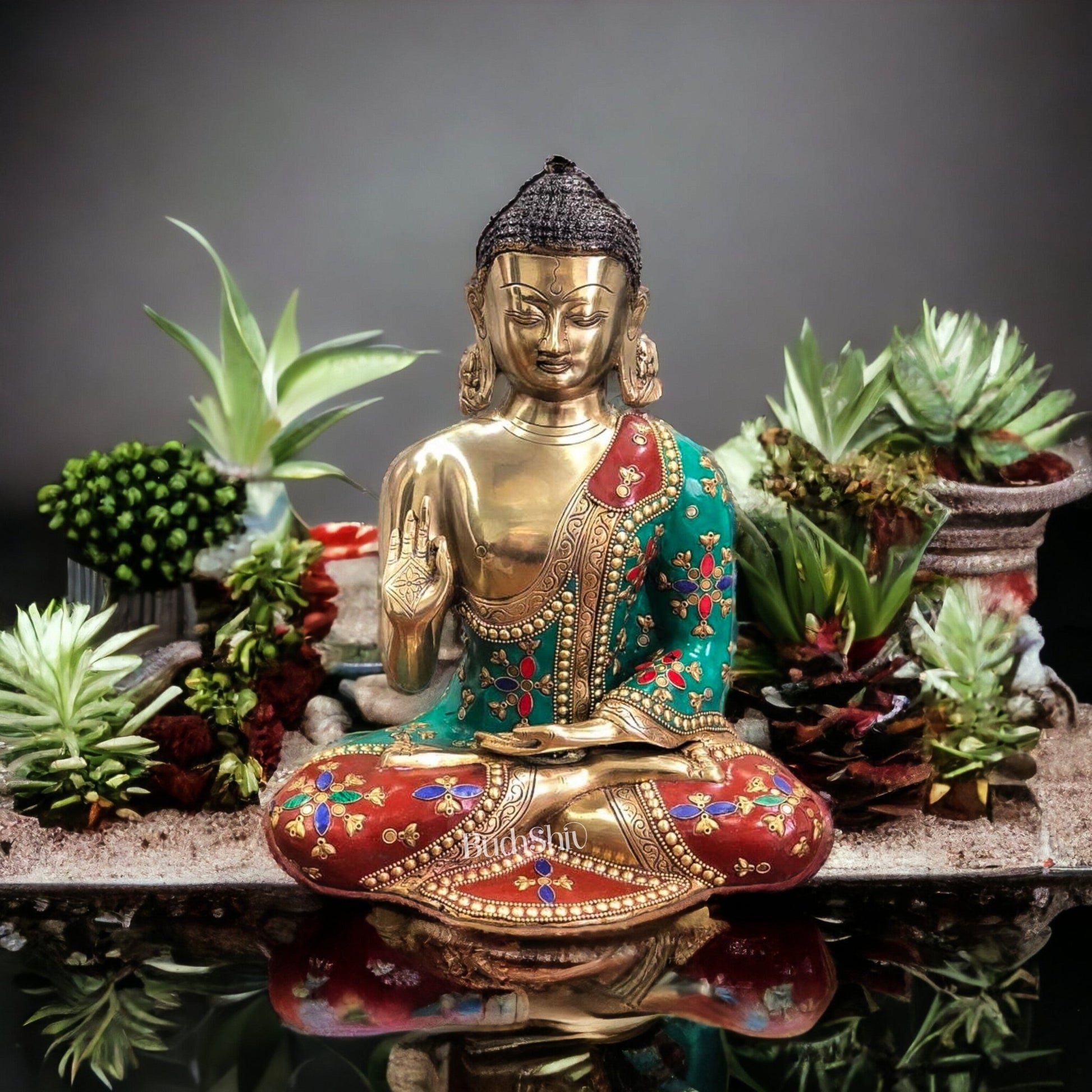 Blessing Buddha Abhaya Mudra Brass Idol - 12 Inches | BudhShiv - Budhshiv.com