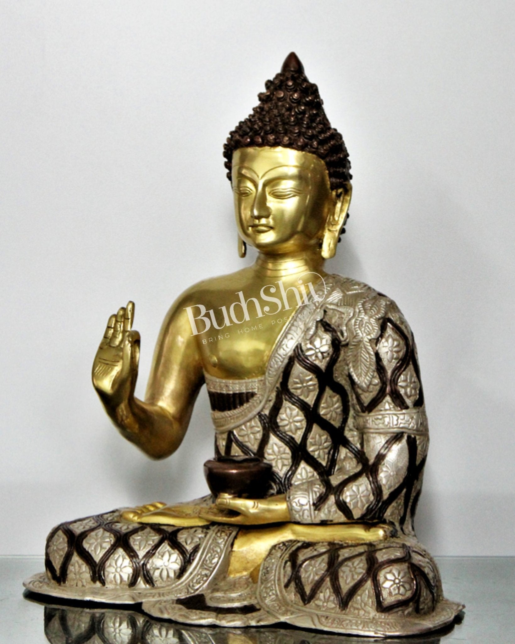 Blessings and Healing: Buddha Brass Idol 17 inch - Budhshiv.com