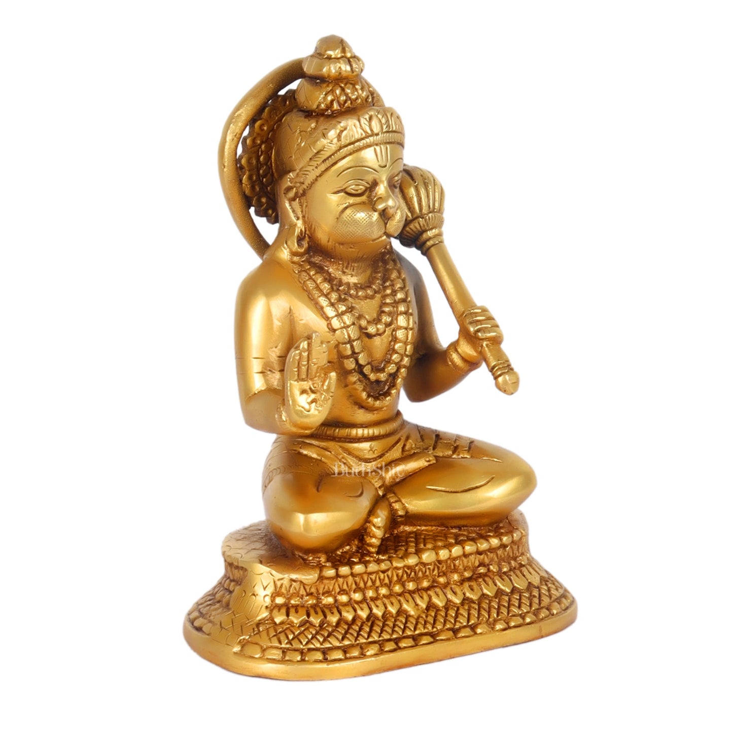 Brass Aashirwaad Blessing Hanuman idol 7" - Budhshiv.com