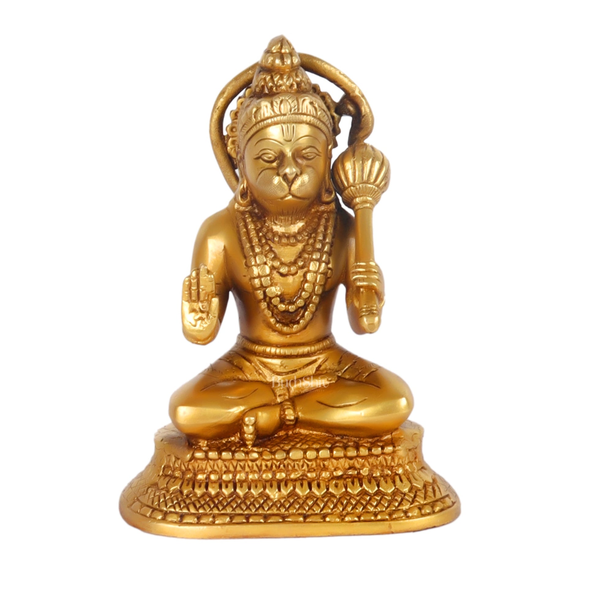 Brass Aashirwaad Blessing Hanuman idol 7" - Budhshiv.com