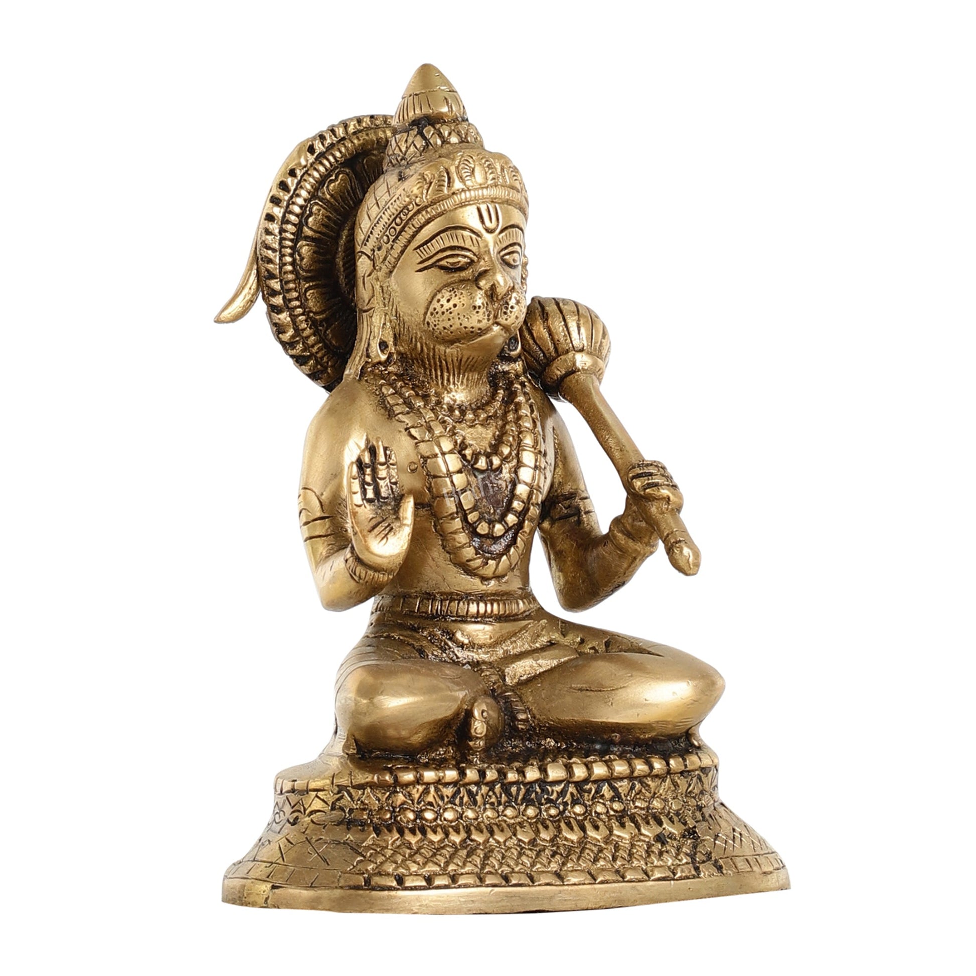 Brass Aashirwaad Blessing Hanuman idol 7" - Budhshiv.com