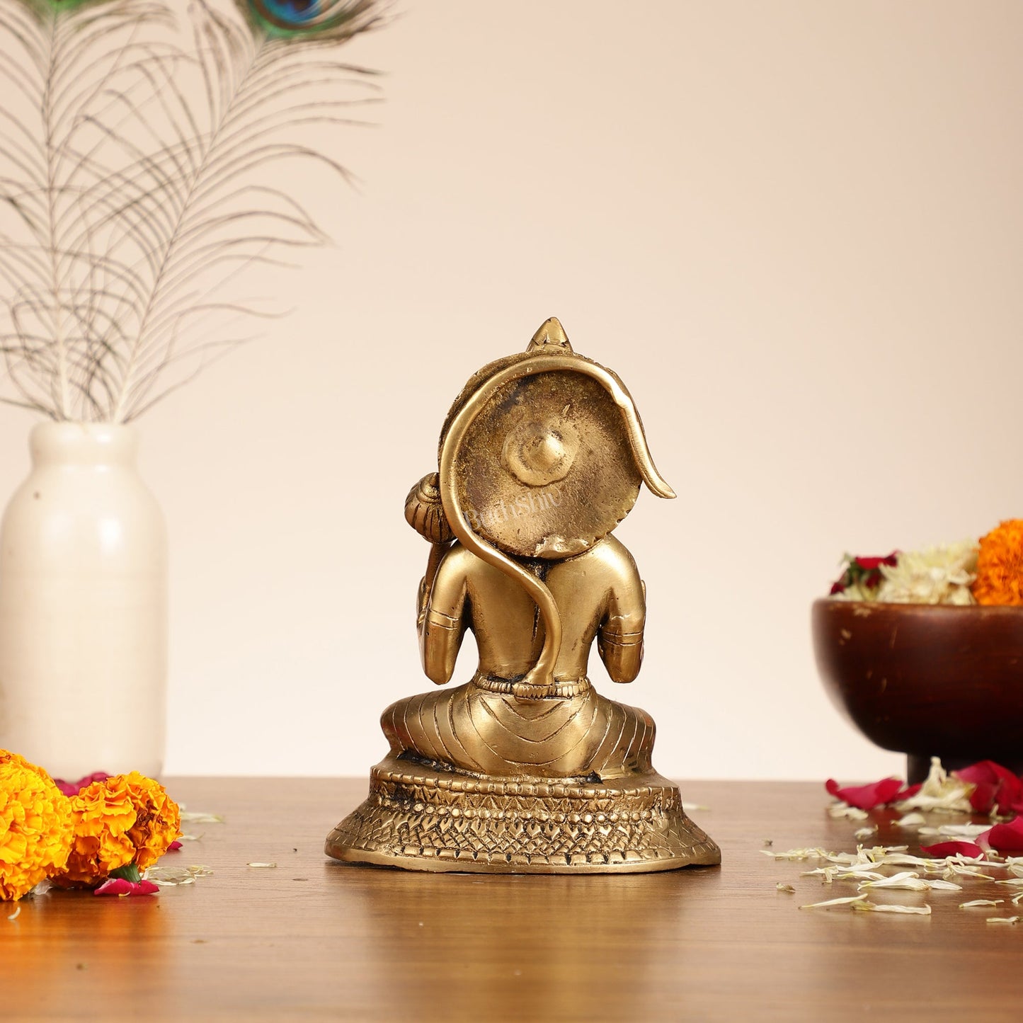 Brass Aashirwaad Blessing Hanuman idol 7" - Budhshiv.com