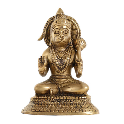 Brass Aashirwaad Blessing Hanuman idol 7" - Budhshiv.com