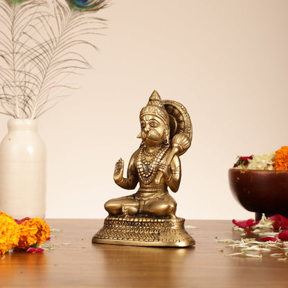 Brass Aashirwaad Blessing Hanuman idol 7" - Budhshiv.com